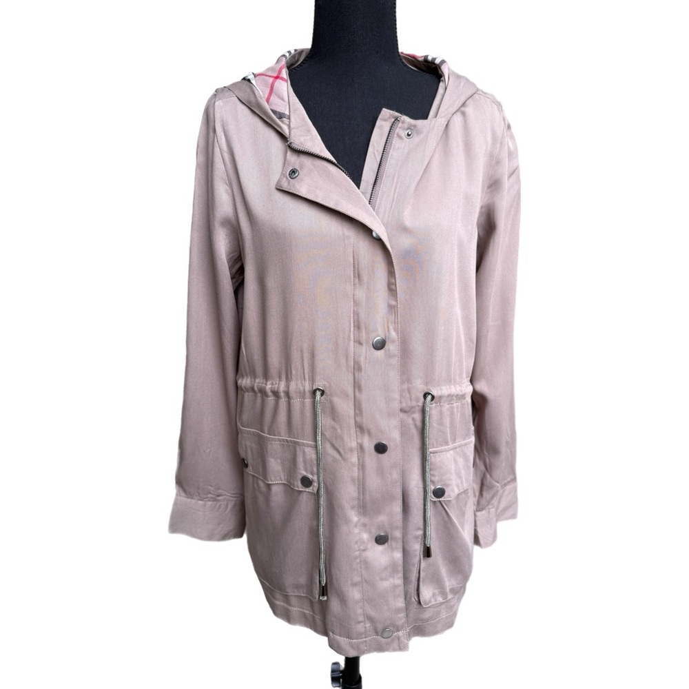 First Love Brand Beige Hooded Jacket with Plaid‎ Lining